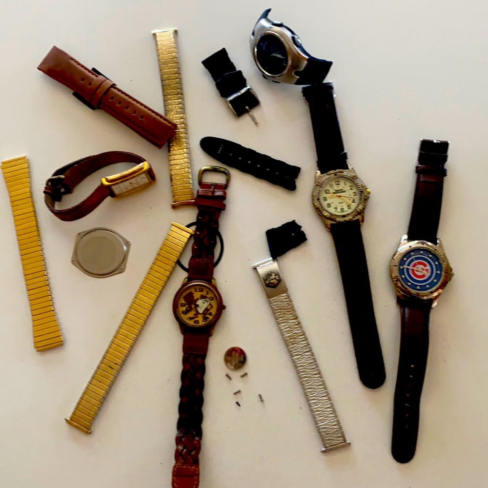 Parts Lot. Miscellaneous Bands Parts And Watches